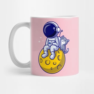 Astronaut And Cute Cat Cartoon Mug